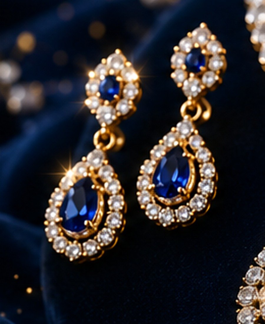 Ceylon Blue Statement Earrings view 2